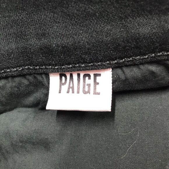 PAIGE Normandie Jean Men 33(34x33) Green Stretch Denim Dark Academia USA Made - Picture 14 of 15